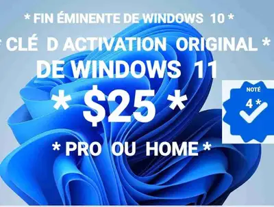 CE SONT DES LICENCE **ORIGINALE D ACTIVATION ** DE WINDOWS 11 PRO OU HOME + LIEN DE TÉLÉCHARGEMENT *...