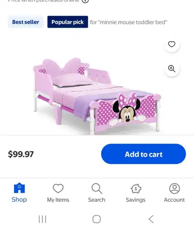 Make bedtime magical with this delightful Delta Children Minnie Mouse toddler bed, which is pre-love...