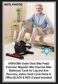 (NEW) VANGONA Magnetic Mini Pedal Exerciser Bike Black & Red