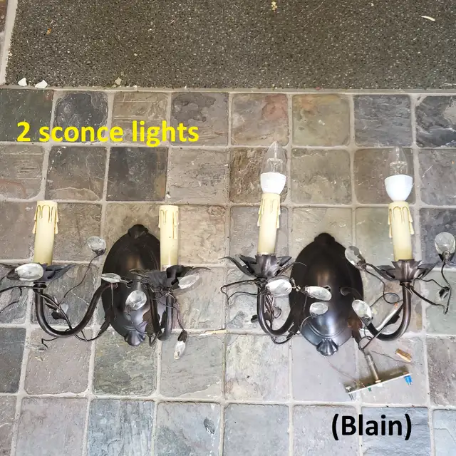 Vintage Tole Chandelier + Light Set - All Black, Frosted Crystal in Indoor Lighting & Fans in Markham / York Region - Image 6