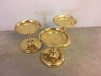 Vintage Retro Classic Antique 3 SOLID BRASS CANDLESTICK Holders