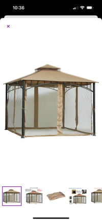 Gazebo privacy curtains including a bug screen curtain as well. 