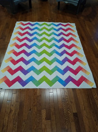 Rainbow Chevron Quilt Top -Ready for quilting