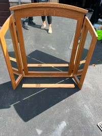 Solid oak dresser mirror with side mirrors