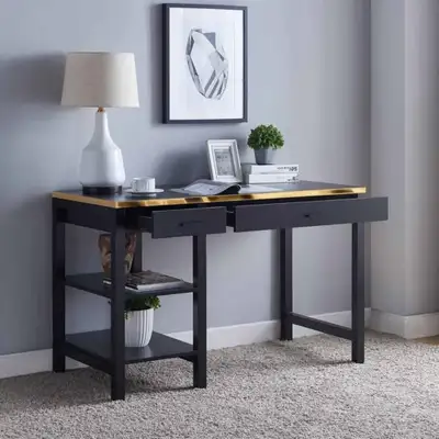 Mercury Row 47 Inch Desk with Two Drawers and Shelves NEW, View more