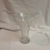 Antique deep rose cut lead crystal trumpeter flower vase