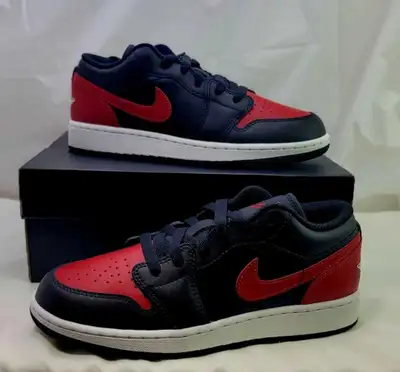 AIR JORDAN 1 LOW BLACK-GYM RED WOMEN AND SZ 7.5 NEW IN BOX , View more