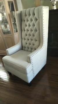 High back Grey wing chair