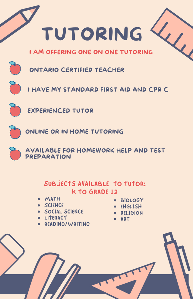 Tutoring offered in person or online