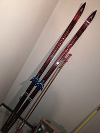 Elite wood cross country skis & poles