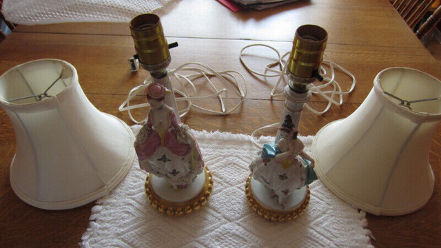Antique Porcelain Figurine Table Lamps (pair) in Arts & Collectibles in Kingston - Image 2