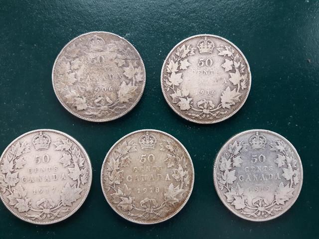 Five Canadian Silver Half Dollars over 100 years old. in Arts & Collectibles in Moncton