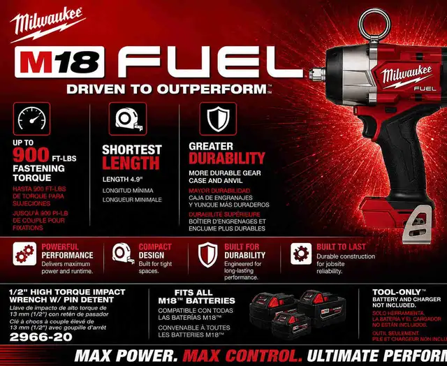 Milwaukee 2966-20 | M18 FUEL 1/2-inch High Torque Impact Wrench