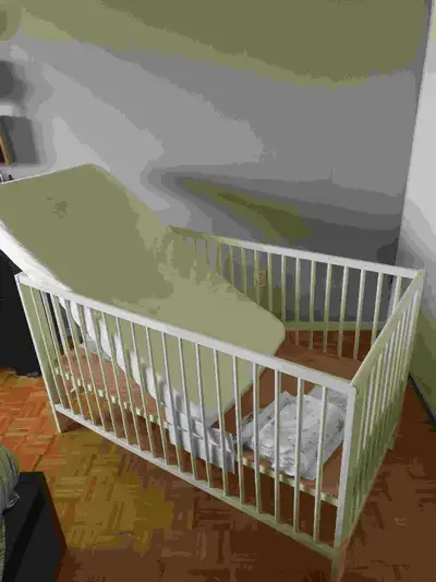 IKEA Baby Crib,  Mattress, Side Covers and 2 Mattress Covers., View more