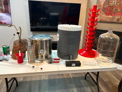 I have for sale home brewing equipment for all grain home brewing. I have a mash tun, boiling pot, c...