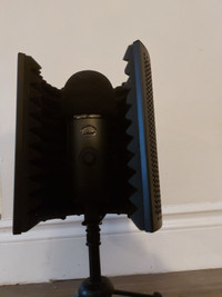 Yeti Blue microphone with stand and soundproofing pads