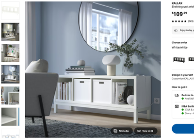 Ikea Kallax 4x1 shelf unit - white, View more