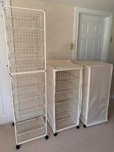 PRICE DROPPED - - IKEA Wire Basket Storage Units Similar to Jonaxel 2 - 6 basket units with casters...