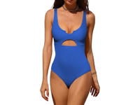 Women’s Ribbed Cutout Scoop One Piece Bathing Suit