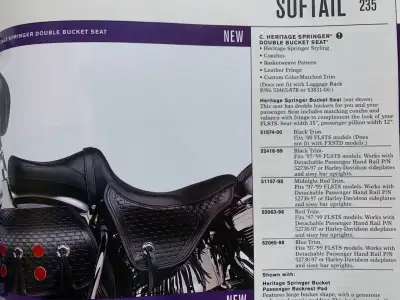 Harley Heritage Springer Double Bucket seat for 97-99 softail. New. Doesn’t have the strap shown in...