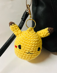 Handmade Crochet 4” Pikachu Keychain