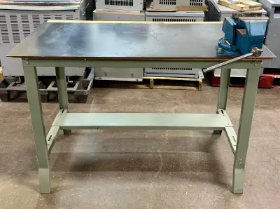 Heavy-Duty Wooden Workbench with Steel Plate & 125mm Vise, View more
