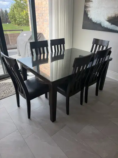extendable dining table with 6 chairs, View more
