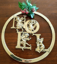 Vintage 12" Brass "NOEL" Xmas Wreath 