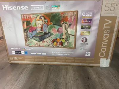 Voici un tout nouveau téléviseur Hisense Canvas de 55 pouces QLED, offrant des couleurs Quantum Dot...