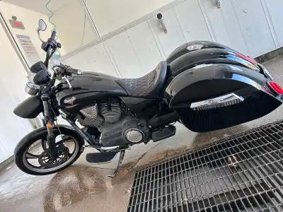 Everything is stock on it, has an amp and speakers but only one works, heated grips as well. Breaks...