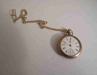 Waltham gold filled pocket watch with 14k gold plated chain 