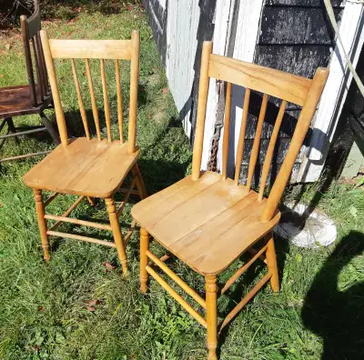 Two Wooden Dining Chairs, View more