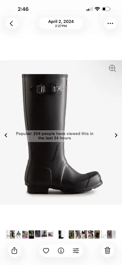 Hunter Original Tall Black Waterproof Rain Boots, View more