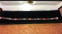 14k White Gold Rainbow Tennis Bracelet and 10K Matching Earrings