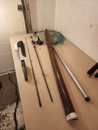 Fishing Rod, Reel, Fillet Knife in Case, Sharpener, Hard Rod Cas