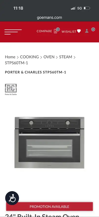 Porter & Charles Combi Steamer Oven, View more