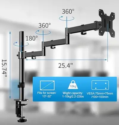 Bras/extension de moniteur long et réglable, View more