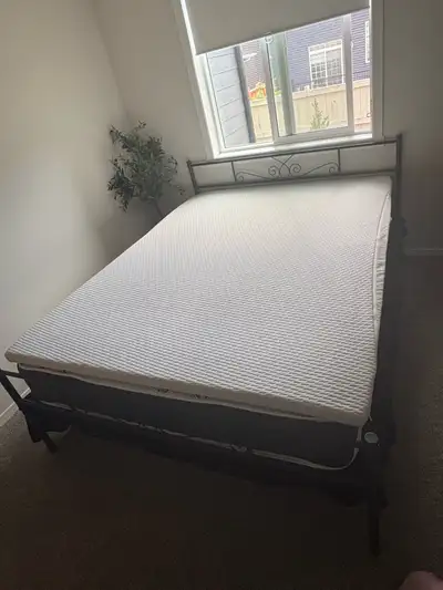 Queen - Clean Mattress with topper and Bedframe, View more