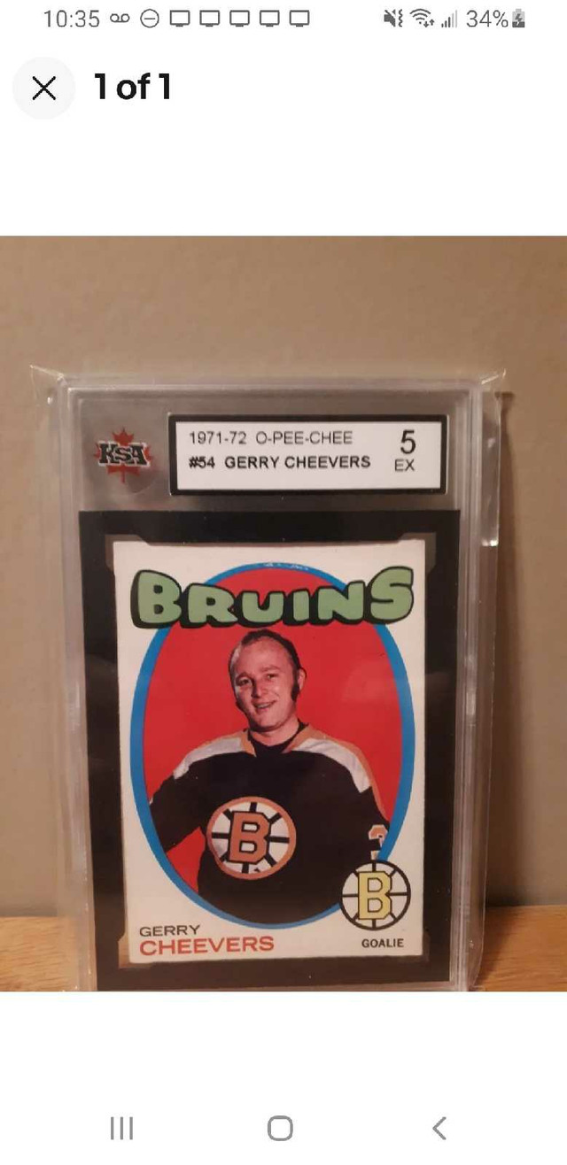 Gerry Cheevers graded hockey card in Arts & Collectibles in Corner Brook
