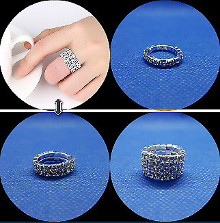 Silvery Shining Elastic Crystal Ring in Jewellery & Watches in Saskatoon