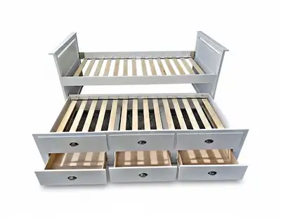 Twin Over Twin Wooden Trundle Bed – Solid Wood – Storage Drawers, View more