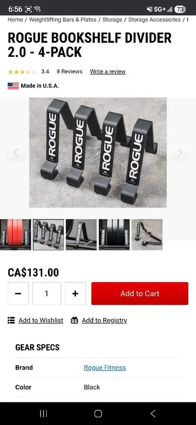 Rogue Bookshelf Divider 2.0 4-Pack 2 Sets Available $100/set