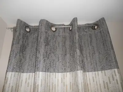Curtain Panels (One Pair) Each 60"x 88" Dark / Light Grey; Used, View more
