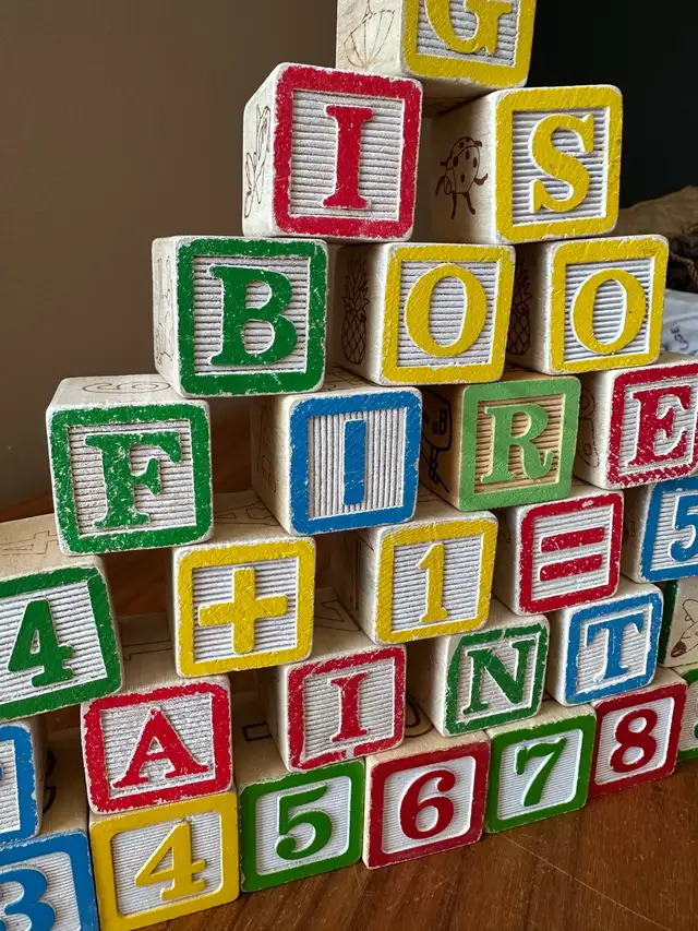 Wooden Alphabet & Number Blocks - building fun! 