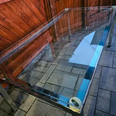 Solid Dining Glass Table from Art Shoppe in perfect condition, View more