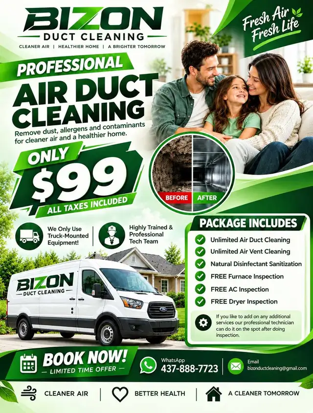 $99 Professional Air Duct Cleaning Service 