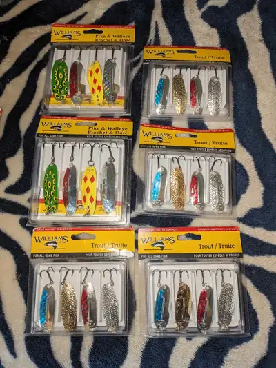6 packs of 4 Williams wobblers. 110$ for all located in Wiarton. 226-923-2126