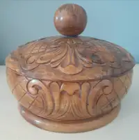 Vintage 1949 Meinem Jrmli zu exotic wood hand carved trinket box