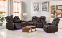 Set  de canapé brun inclinable électrique