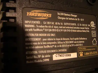 Old Used Yardworks Battery and charger, View more